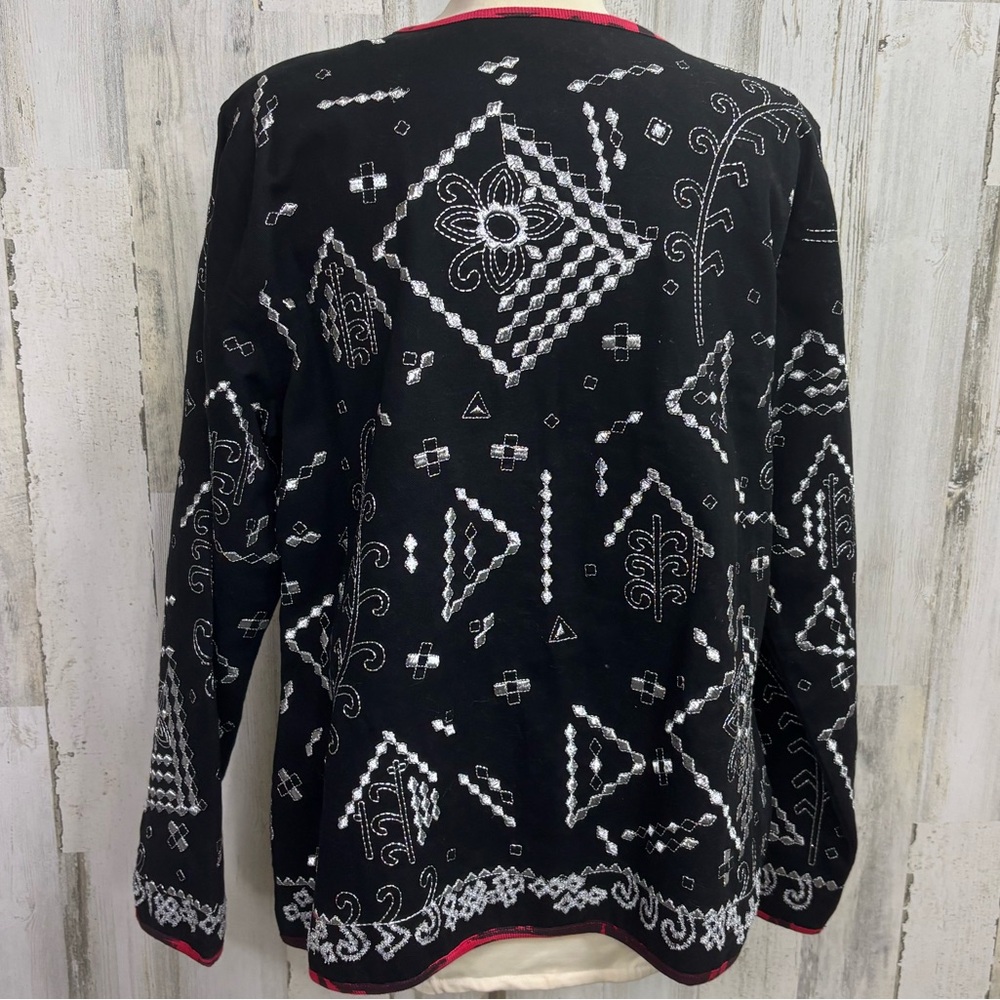 Notations Embroidered Open Front Jacket - Picture 6 of 10